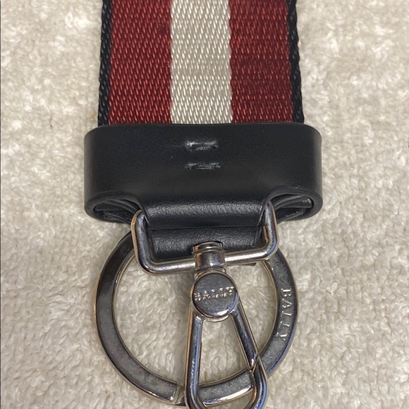 Bally Large Logo Fabric Keychain in White and Red (8in) - Picture 5 of 7